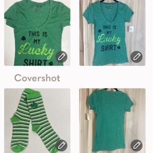 FUFTH SUN THIS IS MY LUCKY SHIRT SIZE S AND SOCKS COLOR GREEN